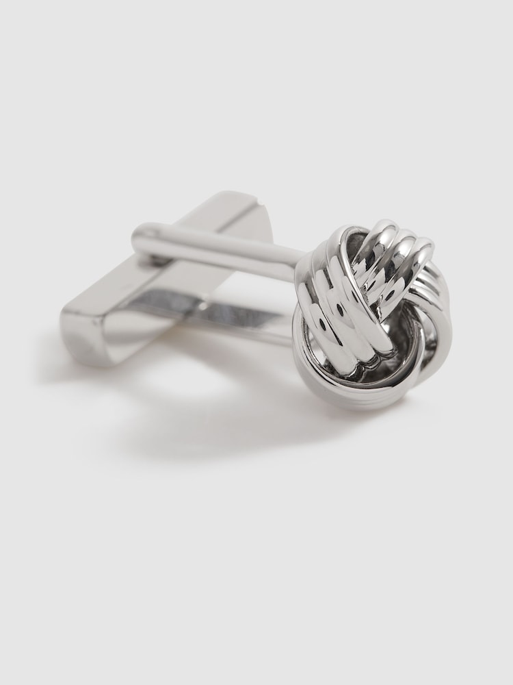Argent - Boutons de manchette Reiss Callum motif nœud - Image 4 of 5
