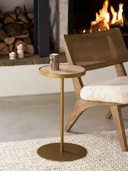 Brass Travertine Side Table - Image 1 of 5