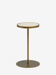 Brass Travertine Side Table - Image 4 of 5