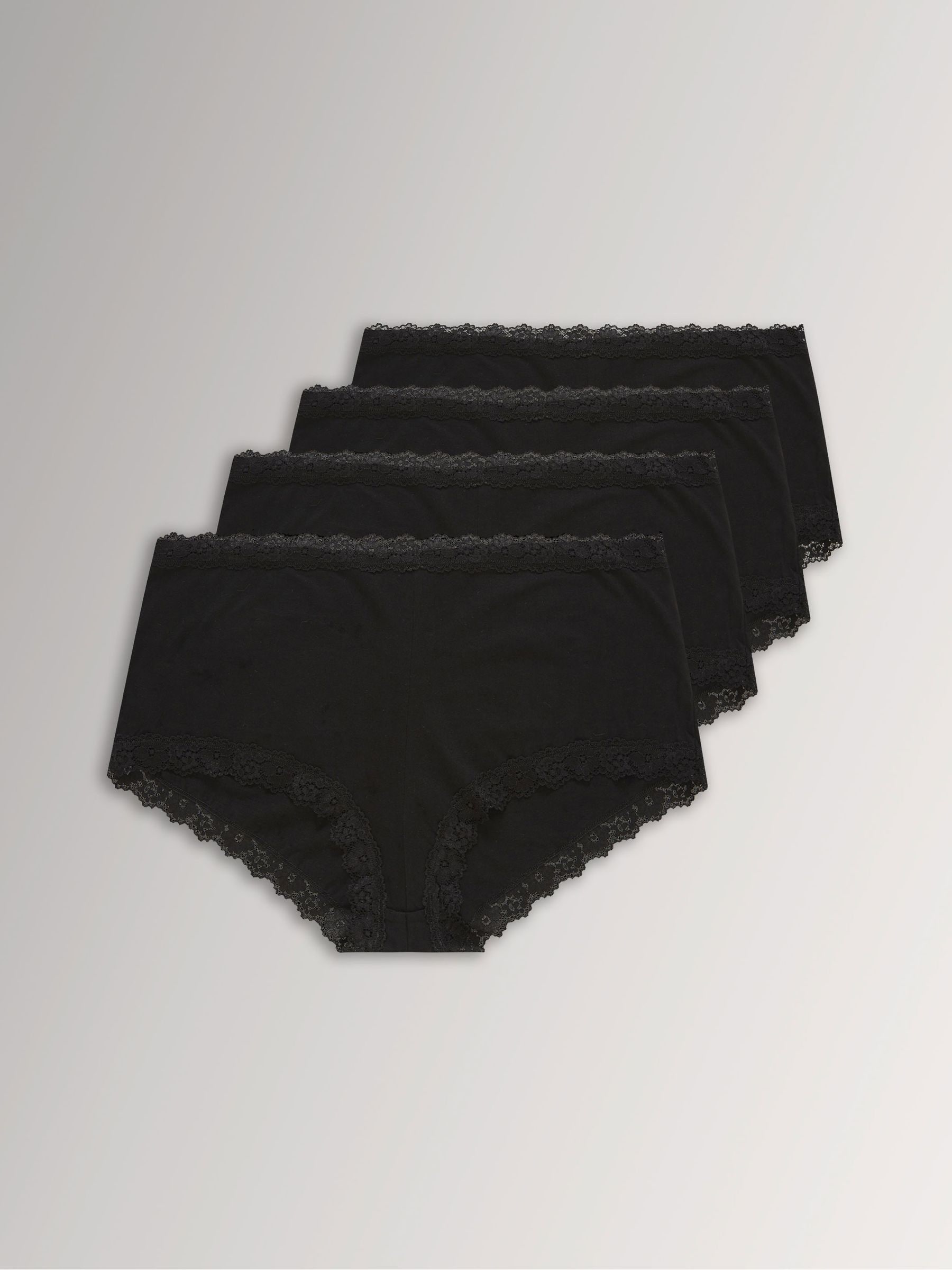 Yours Black Pack Of 4 Curve Lace Trim High Waisted Shorts - Image 4
