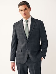 Charcoal Grey Regular Fit Check Suit:Jacket - Image 1 of 1