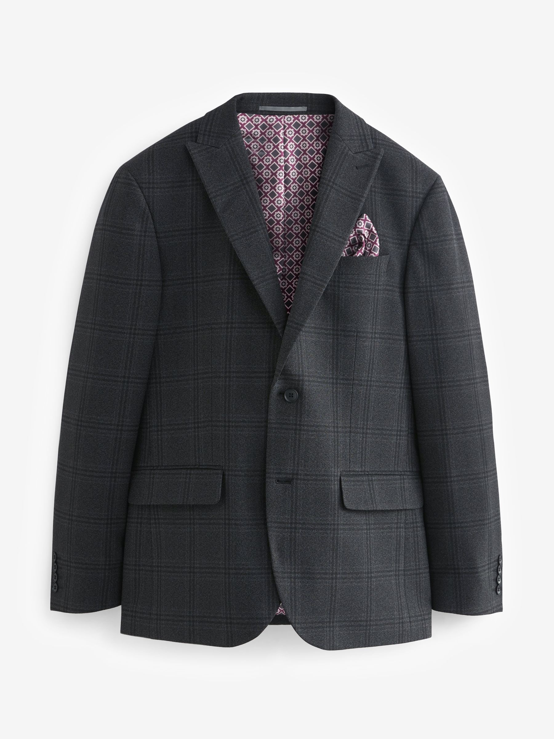 Buy Charcoal Grey Regular Fit Check Suit Jacket from Next Luxembourg