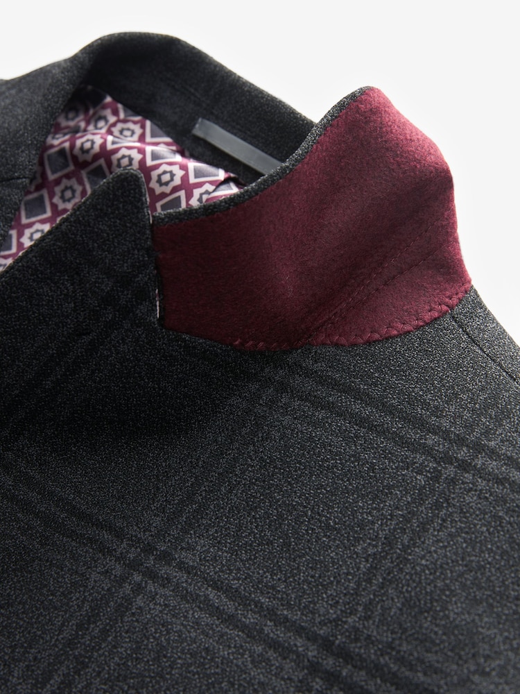 Charcoal Grey Regular Fit Check Suit:Jacket - Image 8 of 11