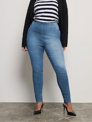 Yours Curve Blue Jenny Pull On Stretch Jeggings - Image 1 of 5