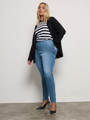 Yours Curve Blue Jenny Pull On Stretch Jeggings - Image 2 of 5