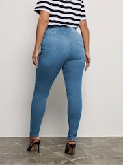 Yours Curve Blue Jenny Pull On Stretch Jeggings - Image 3 of 5