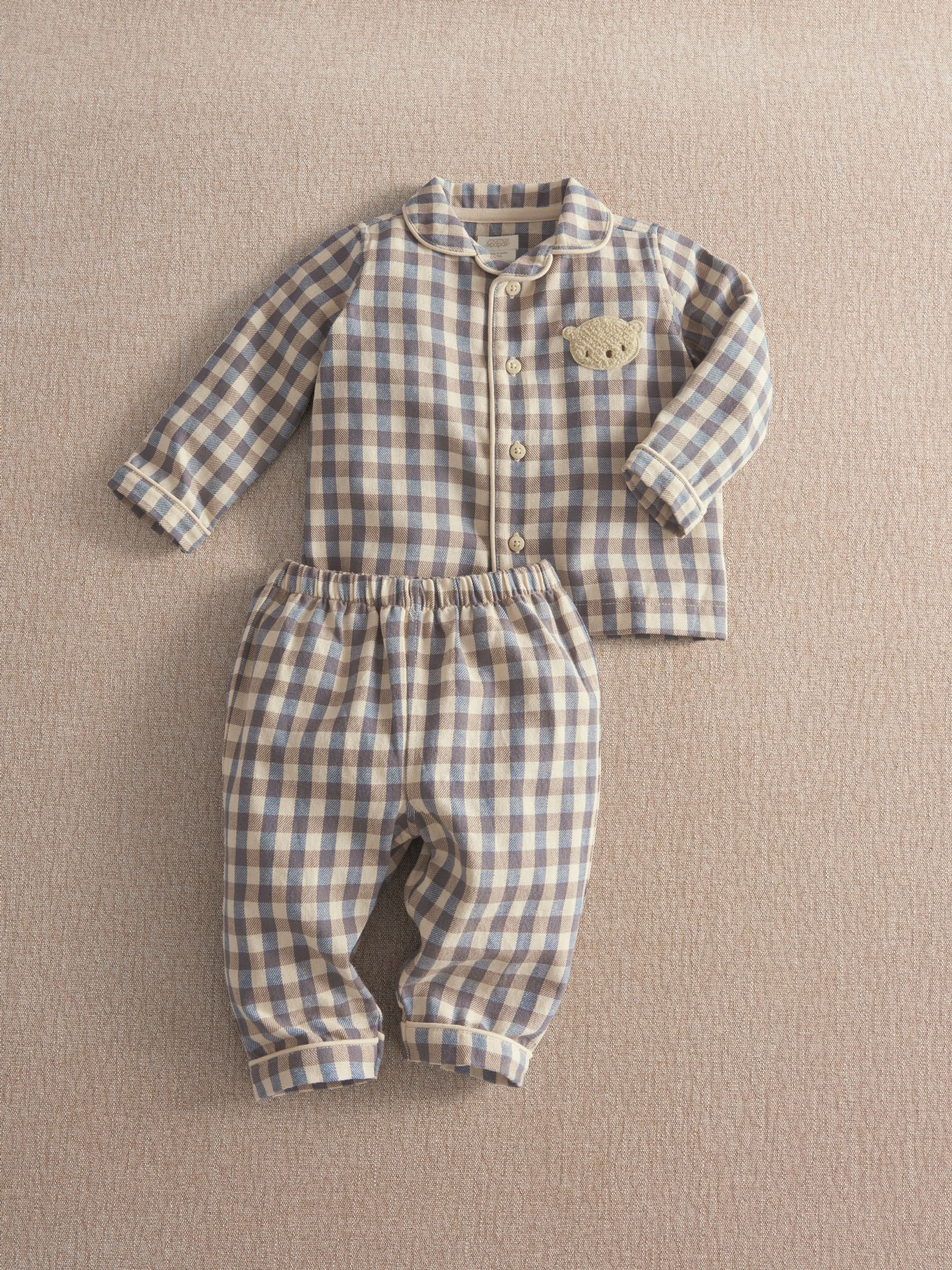 Mamas & Papas Men's Brown Bear Gingham Woven Pyjamas - Image 1