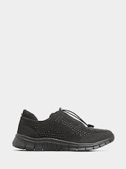 Yours Curve Black Extra Wide Fit Titania Gem Embellished Drawcord Trainers - Image 2 of 5