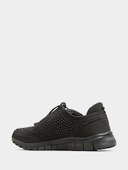 Yours Curve Black Extra Wide Fit Titania Gem Embellished Drawcord Trainers - Image 3 of 5