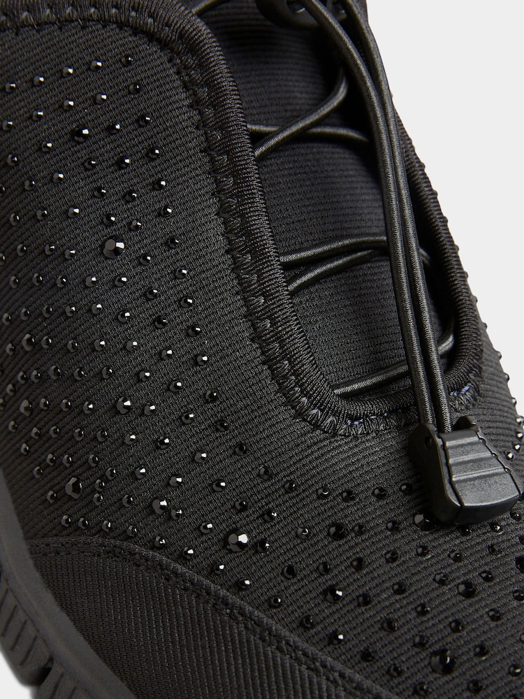 Yours Curve Black Extra Wide Fit Titania Gem Embellished Drawcord Trainers - Image 5 of 5 Yours Curve Black Extra Wide Fit Titania Gem Embellished Drawcord Trainers - Image 5 of 5