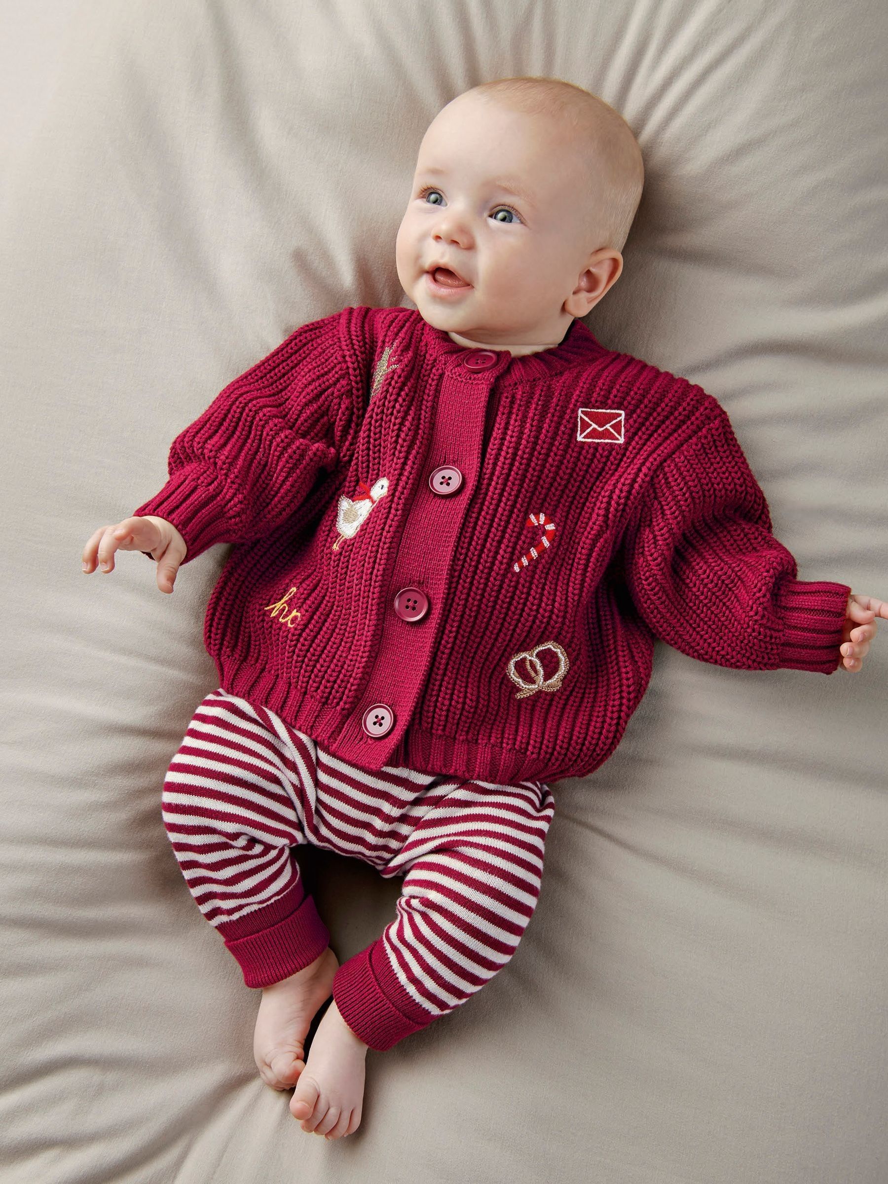 Mamas & Papas Unisex Infant Red Christmas Top & Leggings Set - 6-9 Months - Image 3