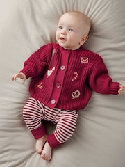 Mamas & Papas Christmas Icons Knitted Cardigan & Leggings Set - Image 1 of 7