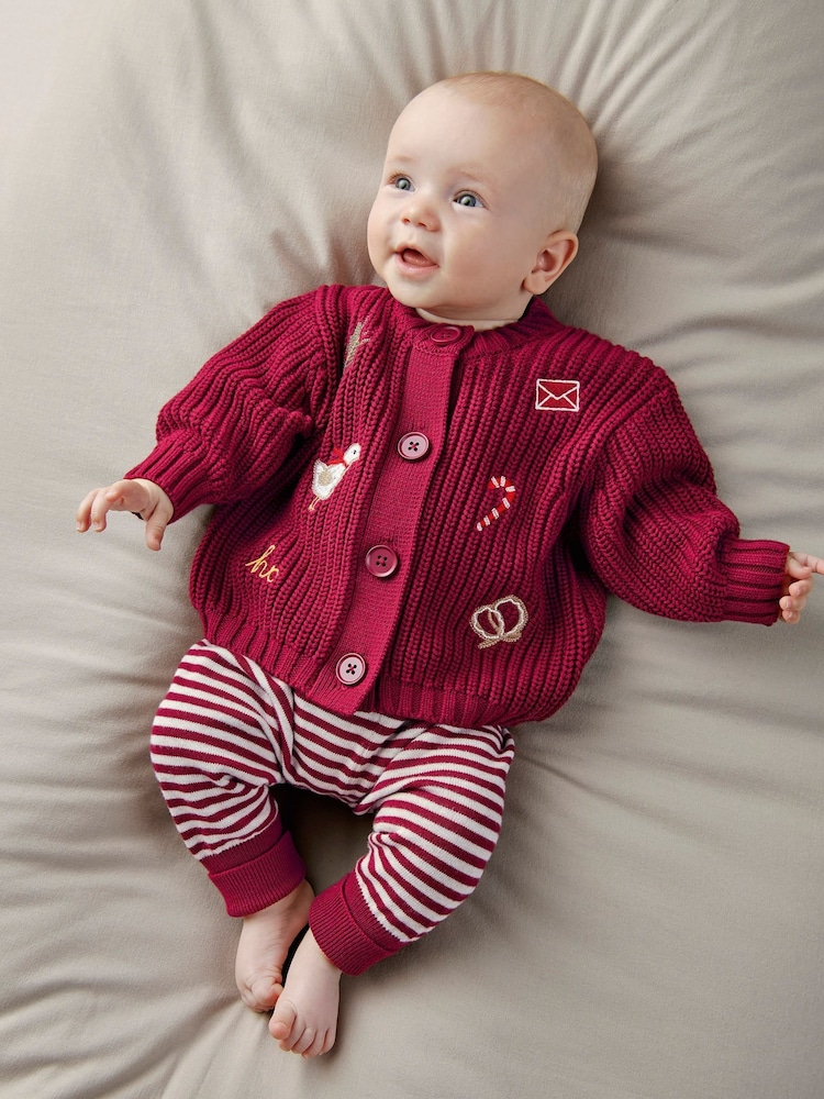 Mamas & Papas Christmas Icons Knitted Cardigan & Leggings Set - Image 1 of 7