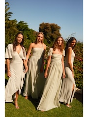 Sage Green Wrap Front Bridesmaid Maxi Dress - Image 1 of 7