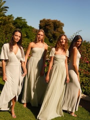 Sage Green Wrap Front Bridesmaid Maxi Dress - Image 2 of 7