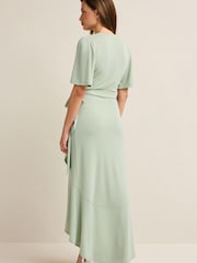 Sage Green Wrap Front Bridesmaid Maxi Dress - Image 4 of 7