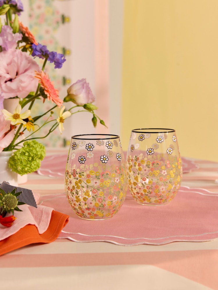 Cath Kidston Set of 2 Multi Miffy Botanical Tumbler Glasses - Image 1 of 2