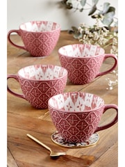 Set of 4 Pink Palermo Patterned Mugs - Image 1 of 5