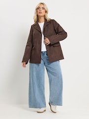 Yours Curve Brown Faux Suede Blazer - Image 2 of 4