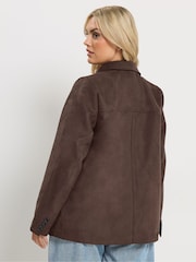 Yours Curve Brown Faux Suede Blazer - Image 3 of 4