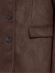 Yours Curve Brown Faux Suede Blazer - Image 4 of 4