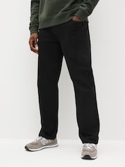 Solid Black Classic Stretch Relaxed Fit Jeans - Image 1 of 11