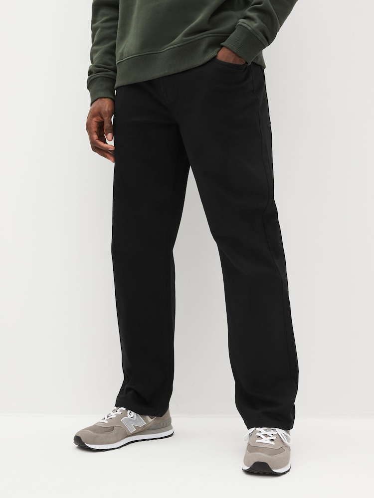 Solid Black Classic Stretch Relaxed Fit Jeans - Image 1 of 11