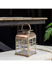 Lights4fun Brass Indoor Glass Lantern - Image 1 of 2