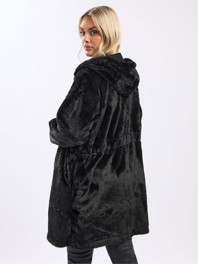 Yours Curve Faux Fur Longline Zip Hoodie - Slika 2 iz 5
