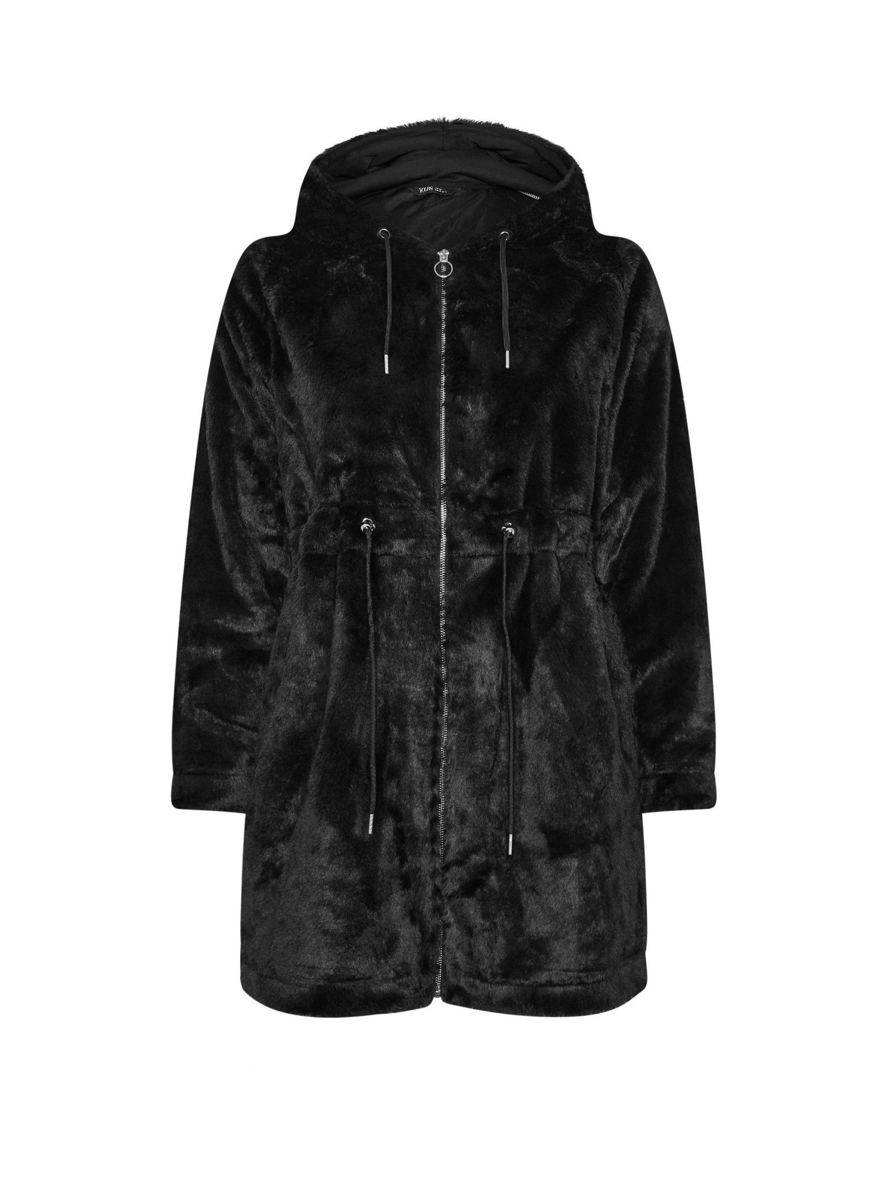 Buy Yours Curve Black Faux Fur Longline Zip Hoodie from Next USA