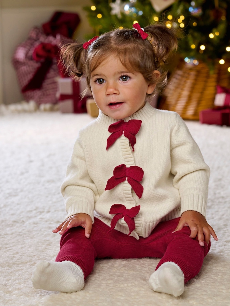 Mamas & Papas Christmas Bow Knitted Cardigan & Leggings Set - 画像 1 / 6 Mamas & Papas Christmas Bow Knitted Cardigan & Leggings Set - 画像 1 / 6