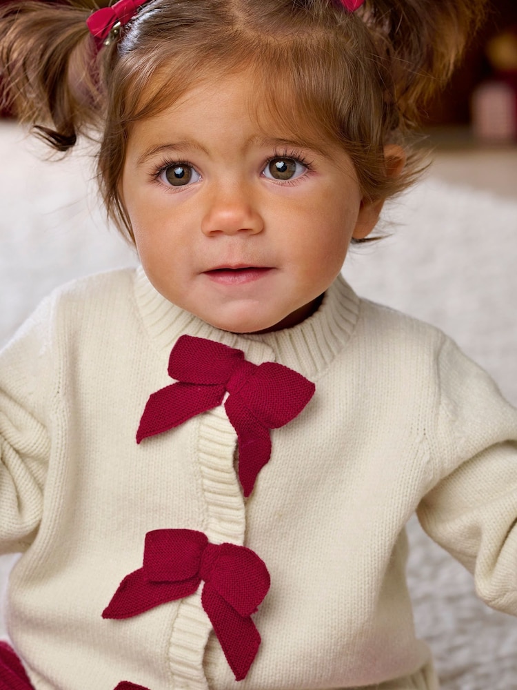 Mamas & Papas Christmas Bow Knitted Cardigan & Leggings Set - 画像 2 / 6 Mamas & Papas Christmas Bow Knitted Cardigan & Leggings Set - 画像 2 / 6