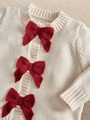 Mamas & Papas Christmas Bow Knitted Cardigan & Leggings Set - 画像 6 / 6