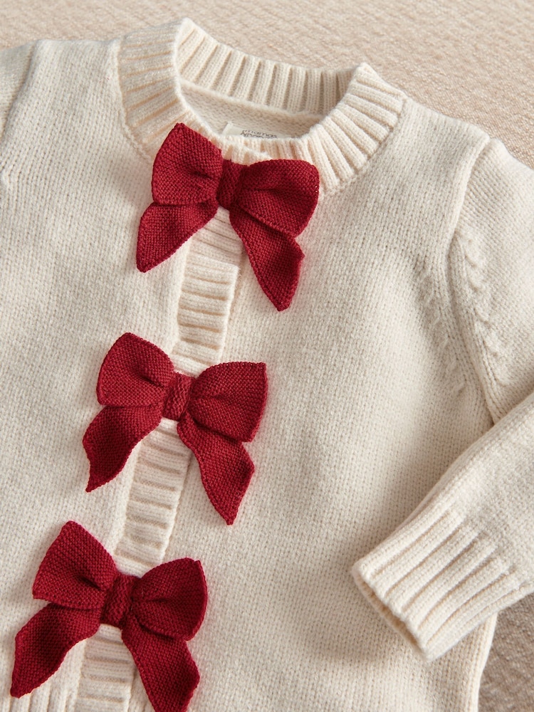 Mamas & Papas Christmas Bow Knitted Cardigan & Leggings Set - 画像 6 / 6 Mamas & Papas Christmas Bow Knitted Cardigan & Leggings Set - 画像 6 / 6