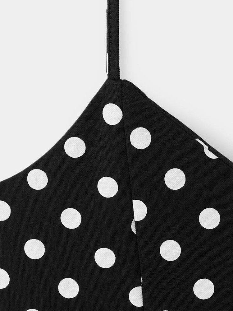Mango Black Polka Dot Midi Dress - Image 2 of 3