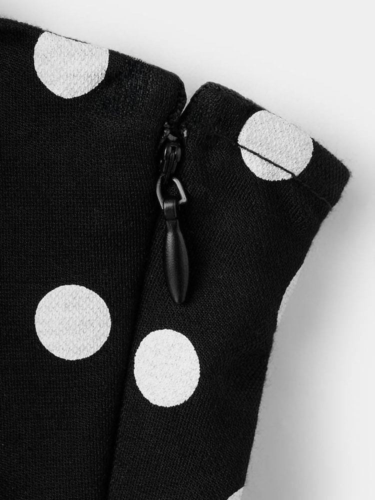 Mango Black Polka Dot Midi Dress - Image 6 of 6 Mango Black Polka Dot Midi Dress - Image 6 of 6