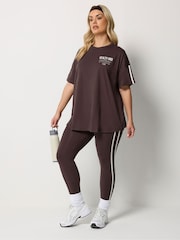 Yours Curve Brown Side Stripe Leggings - Image 2 of 5