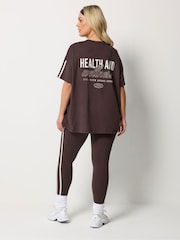 Yours Curve Brown Side Stripe Leggings - Image 3 of 5