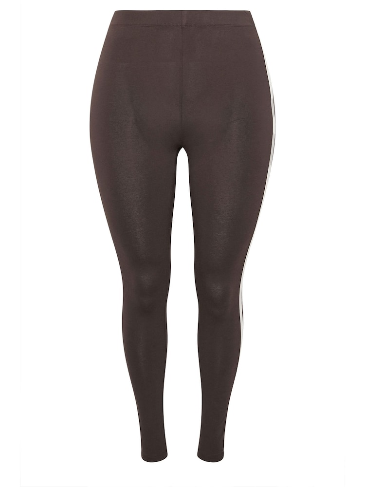Yours Curve Brown Side Stripe Leggings - Image 5 of 5 Yours Curve Brown Side Stripe Leggings - Image 5 of 5
