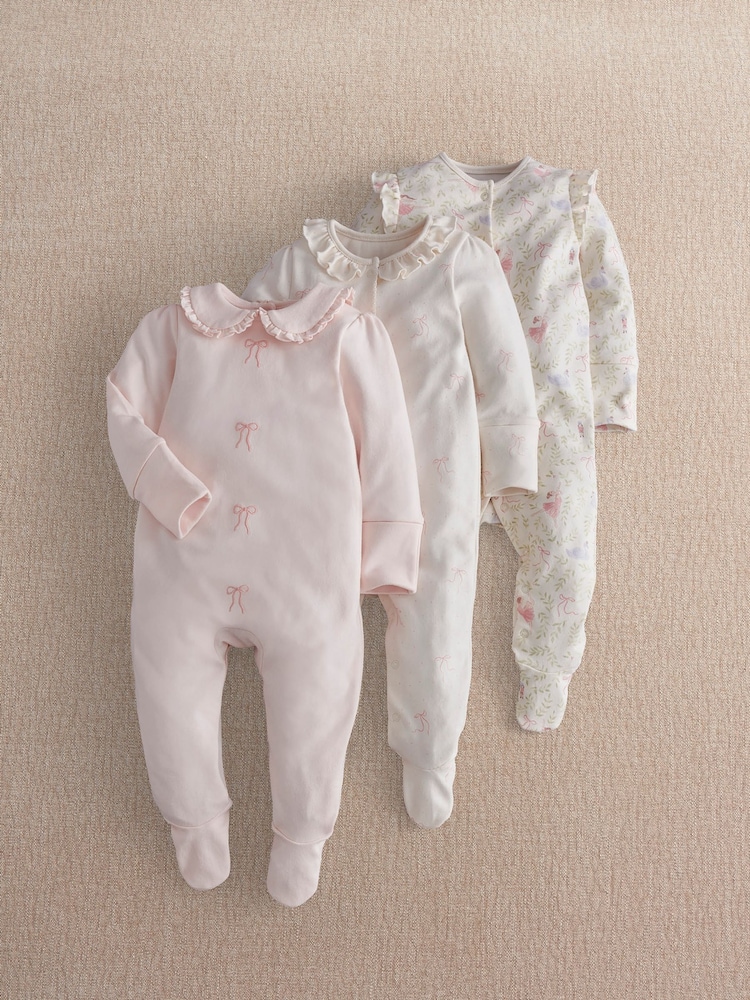 Mamas & Papas Pink Nutcracker Fairy Sleepsuits 3 Pack - Image 1 of 3 Mamas & Papas Pink Nutcracker Fairy Sleepsuits 3 Pack - Image 1 of 3
