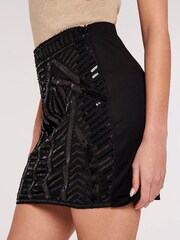 Apricot Black Sequin Bead Placement Skirt - Image 4 of 4