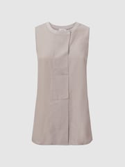 Reiss Stone Jennifer Sleeveless Press-Stud Blouse - Image 2 of 4