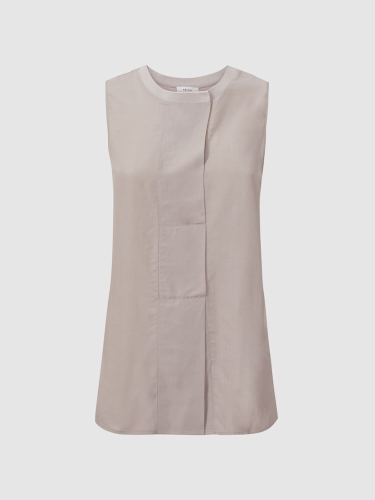 Reiss Stone Jennifer Sleeveless Press-Stud Blouse - Image 2 of 4
