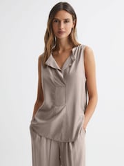 Reiss Stone Jennifer Sleeveless Press-Stud Blouse - Image 3 of 4