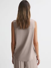 Reiss Stone Jennifer Sleeveless Press-Stud Blouse - Image 4 of 4