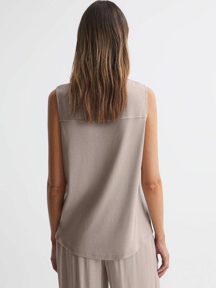 Reiss Stone Jennifer Sleeveless Press-Stud Blouse - Image 4 of 4