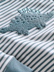 Mamas & Papas Blue Dino Striped Jersey Pyjamas - Image 3 of 3