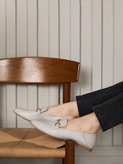 Mint Velvet Stone Cream Leather Camille Loafers - Image 1 of 4
