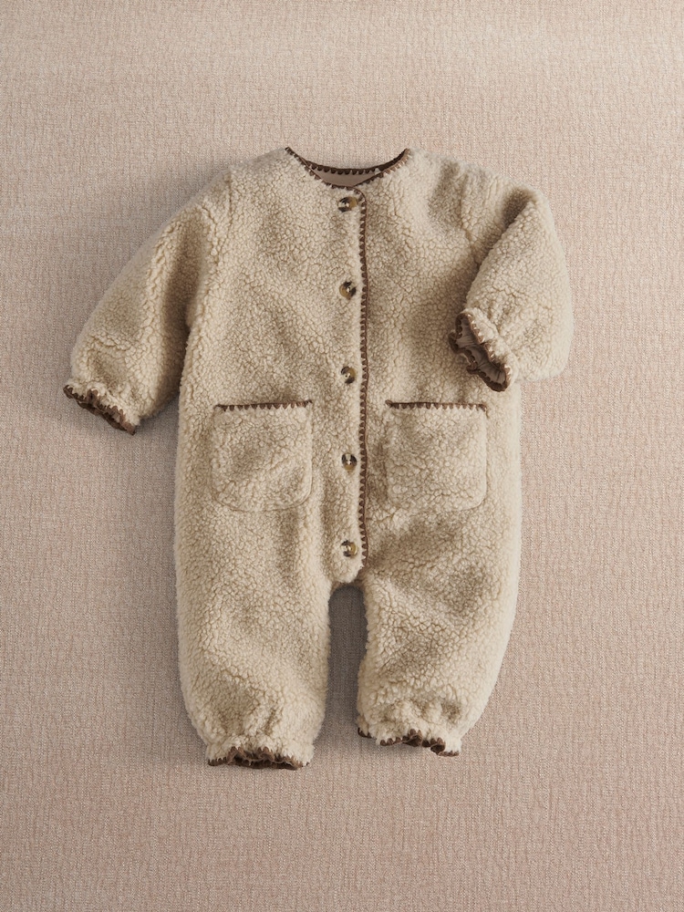 Mamas & Papas Cream Borg Pramsuit - Image 1 of 3 Mamas & Papas Cream Borg Pramsuit - Image 1 of 3