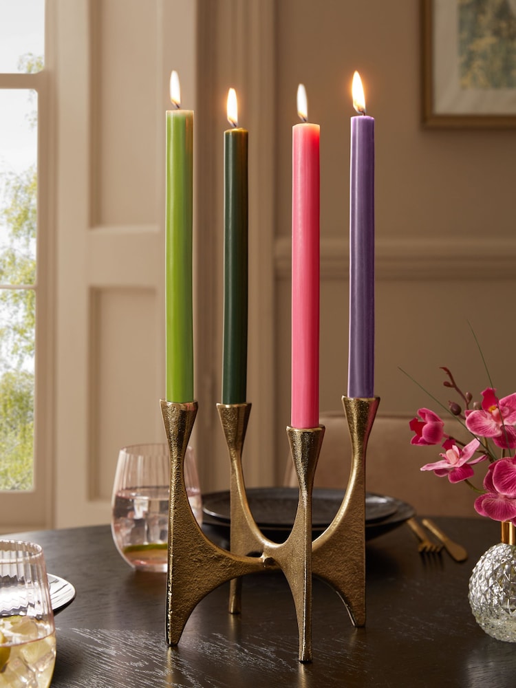 Set of 4 Multi Dripless Mixed Colour Dinner Candles - Image 1 of 4